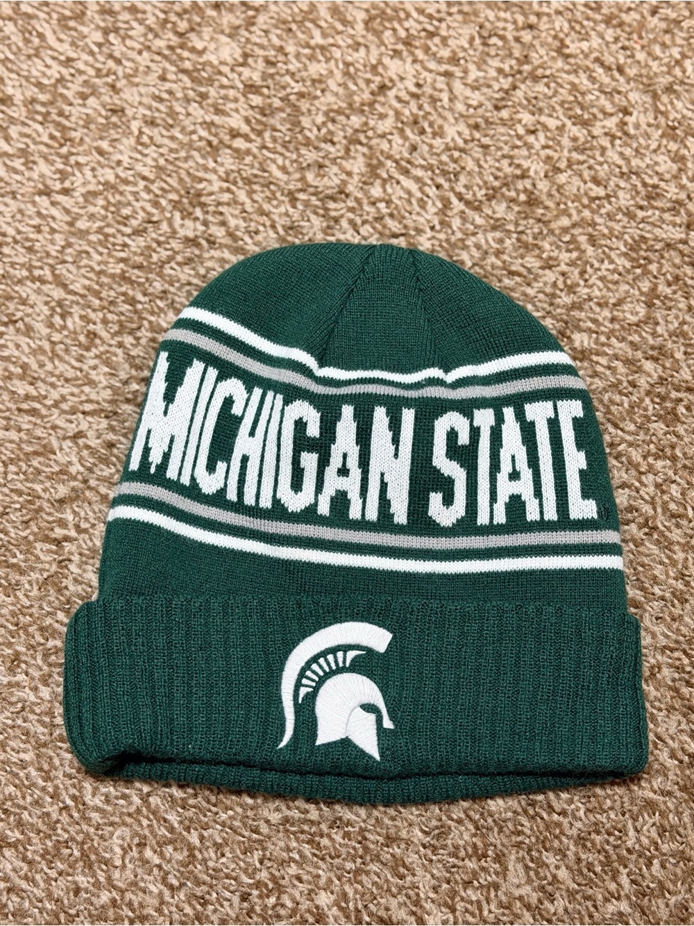 Michigan State Spartans Green Knit Cuffed Beanie MSU Winter Hat